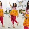 Navratri Traditional Gujarati Embroidered Khadi Cotton Kedia with Tulip Dhoti Pant Set (2 Pcs)