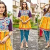 Navratri Traditional Gujarati Embroidered Khadi Cotton Kedia with Tulip Dhoti Pant Set (2 Pcs) - Image 3
