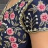 Navy Blue Embroidered Yoke Flared Long Frock Gown - Image 6