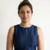 Navy Blue Raw Silk Sleeveless Saree Blouse – High Boat Neck Inverted V-Cut Crop Top Choli