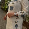 Off-White Cotton Flex Embroidered Co-Ord Set – Kurti with Pants (Work to Vacation Wear)
