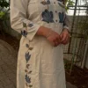 Off-White Cotton Flex Embroidered Co-Ord Set – Kurti with Pants (Work to Vacation Wear) - Image 2