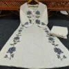 Off-White Cotton Flex Embroidered Co-Ord Set – Kurti with Pants (Work to Vacation Wear) - Image 6