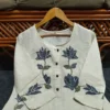 Off-White Cotton Flex Embroidered Co-Ord Set – Kurti with Pants (Work to Vacation Wear) - Image 7