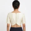 Off-White Raw Silk Peplum Blouse with Sweetheart Neck & Back Zip Closure - Image 2