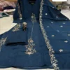 Padmavati Mul Chanderi Glass Silk Heavy Handwork Kurti Pant Set with Embroidered Scallop Dupatta (Sizes M to 3XL) - Image 10