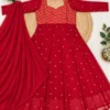 Pakhi Jacquard Georgette Anarkali Suit Set with Dupatta – 12 Kali Sweetheart Neck Festive Long Gown - Image 3