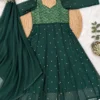 Pakhi Jacquard Georgette Anarkali Suit Set with Dupatta – 12 Kali Sweetheart Neck Festive Long Gown - Image 8