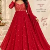Pakhi Jacquard Georgette Anarkali Suit Set with Dupatta – 12 Kali Sweetheart Neck Festive Long Gown - Image 9