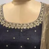Party Wear Black Pleated Floor Length Ethnic Gown with Zardozi Handwork & Paisley Border Dupatta - Image 2