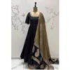 Party Wear Black Pleated Floor Length Ethnic Gown with Zardozi Handwork & Paisley Border Dupatta - Image 7