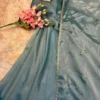Party Wear Handwork Anarkali Gown with Embroidered Dupatta | Kabana Silk Flared Long Frock - Image 12