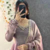 Party Wear Handwork Anarkali Gown with Embroidered Dupatta | Kabana Silk Flared Long Frock - Image 16