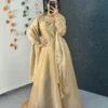 Party Wear Handwork Anarkali Gown with Embroidered Dupatta | Kabana Silk Flared Long Frock - Image 19
