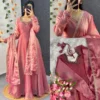 Party Wear Handwork Anarkali Gown with Embroidered Dupatta | Kabana Silk Flared Long Frock - Image 24