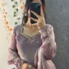 Party Wear Handwork Anarkali Gown with Embroidered Dupatta | Kabana Silk Flared Long Frock - Image 26