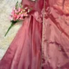 Party Wear Handwork Anarkali Gown with Embroidered Dupatta | Kabana Silk Flared Long Frock - Image 4