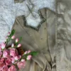 Party Wear Handwork Anarkali Gown with Embroidered Dupatta | Kabana Silk Flared Long Frock - Image 6