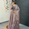 Party Wear Handwork Anarkali Gown with Embroidered Dupatta | Kabana Silk Flared Long Frock - Image 9