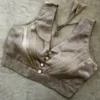 Party Wear Shimmer Tissue Crop Top Blouse | Sleeveless Deep V-Neck Pleated Bustier Choli for Sarees & Lehengas - Image 10