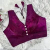 Party Wear Shimmer Tissue Crop Top Blouse | Sleeveless Deep V-Neck Pleated Bustier Choli for Sarees & Lehengas - Image 4
