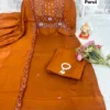 Parul Mull Chanderi Silk Hand Embroidered Kurta Pant Set with Scalloped Dupatta (Sizes M to 6XL) - Image 10
