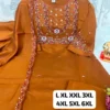 Parul Mull Chanderi Silk Hand Embroidered Kurta Pant Set with Scalloped Dupatta (Sizes M to 6XL) - Image 3