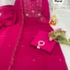 Parul Mull Chanderi Silk Hand Embroidered Kurta Pant Set with Scalloped Dupatta (Sizes M to 6XL) - Image 4