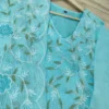 Pastel Sea Green Pure Soft Kota Doria Floral Embroidered Kurti Pant Set with Scalloped Dupatta (Cotton Lined 3-Piece Suit) - Image 9