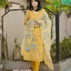 Pastel Yellow Embroidered Kota Doria Kurti Pant Set with Heavy Dupatta (Cotton Lined) - Image 2