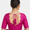 Pink Raw Silk Scalloped Neck Blouse with Tassel Dori - Image 2