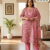 Plus Size Pure Cotton Kurta Pant with Dupatta Set (3XL to 6XL) | Women's Printed 3-Piece Daily & Office Wear Suit Set - Image 6
