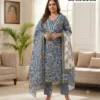 Plus Size Pure Cotton Kurta Pant with Dupatta Set (3XL to 6XL) | Women's Printed 3-Piece Daily & Office Wear Suit Set - Image 7