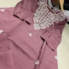 Plus Size (XL-5XL) Pure Vatican Cotton White Floral Chikankari Long Kurti with Flared Palazzo Pant & Lining - Image 10