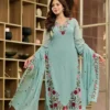 Premium 60s Cotton Floral Embroidered Kurta Pant Set with Dupatta – 3-Piece Jaipuri Ethnic Suit - Image 9