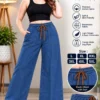 Premium Cotton Denim Wide-Leg Palazzo Pants - Image 4