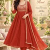 Premium Mul Chanderi Flared Anarkali Kurta Set with Pant & Dupatta | Embroidered Beads Work Yoke Festive 3-Piece Suit (M–XXL) - Image 3