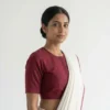 Pure 2/2 Cotton Readymade Blouse Wholesale | Stitched Plain Round Neck Daily Wear Saree Blouse - Image 2