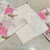 Pure 60/60 Cotton Floral Kurta Pant Set with Mulmul Dupatta | Handwork Lotus Print 3-Piece Suit (M–3XL) - Image 13