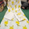 Pure 60/60 Cotton Floral Kurta Pant Set with Mulmul Dupatta | Handwork Lotus Print 3-Piece Suit (M–3XL) - Image 15