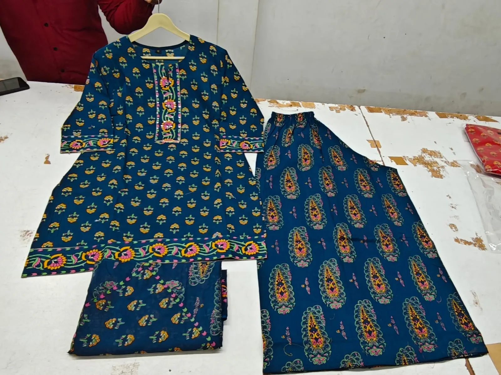 Pure 60/60 Cotton Printed Short Kurti with Flared Palazzo & Malmal Dupatta Set | Handwork Festive 3-Piece Sharara Suit (M–3XL)