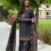 Pure 60/60 Cotton Printed Short Kurti with Flared Palazzo & Malmal Dupatta Set | Handwork Festive 3-Piece Sharara Suit (M–3XL) - Image 12