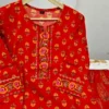 Pure 60/60 Cotton Printed Short Kurti with Flared Palazzo & Malmal Dupatta Set | Handwork Festive 3-Piece Sharara Suit (M–3XL) - Image 8