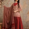 Pure 60s Cotton Jaipuri Print Kurti with Flared Skirt and Mulmul Dupatta Set – Handwork Gopi Dress - Image 4