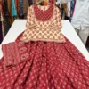 Pure 60s Cotton Jaipuri Print Kurti with Flared Skirt and Mulmul Dupatta Set – Handwork Gopi Dress - Image 8