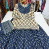 Pure 60s Cotton Jaipuri Print Kurti with Flared Skirt and Mulmul Dupatta Set – Handwork Gopi Dress - Image 9
