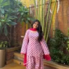 Pure 60s Cotton Jaipuri Printed Short Kurti with Farshi Salwar & Dupatta Set (3-Piece) - Image 2