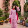 Pure 60s Cotton Jaipuri Printed Short Kurti with Farshi Salwar & Dupatta Set (3-Piece) - Image 6