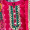 Pure Chinon Bandhani Kurti Palazzo Dupatta Set - Image 5