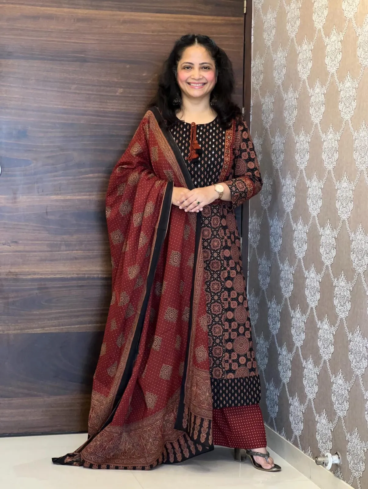 Pure Cotton 60-60 A-Line Kurta Palazzo Set with Malmal Dupatta